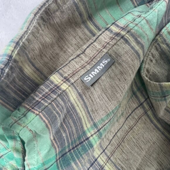 Simms Womens Small Green Plaid Long Sleeve Ruby River Shirt Snap Button Top - Picture 9 of 12